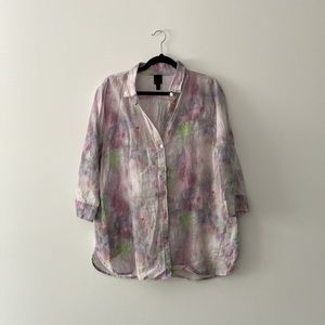 Blu No 9 100% Linen Relaxed Fit Multicolour Button Down Shirt Size Extra Large